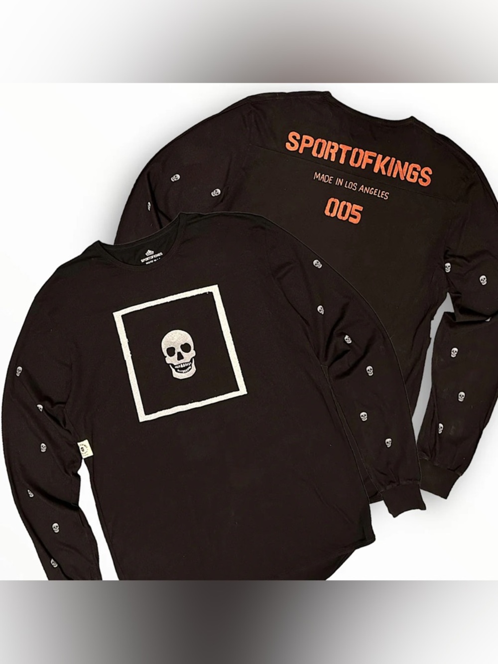 Sport of Kings LA  Graphic Skull Long Sleeve T-Shirt - Black